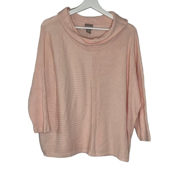 Chico’s Size 2 (L) Pink Ribbed Cowl-Neck Dolman Sleeve Sweater 💗 Cozy - Picture 1 of 12